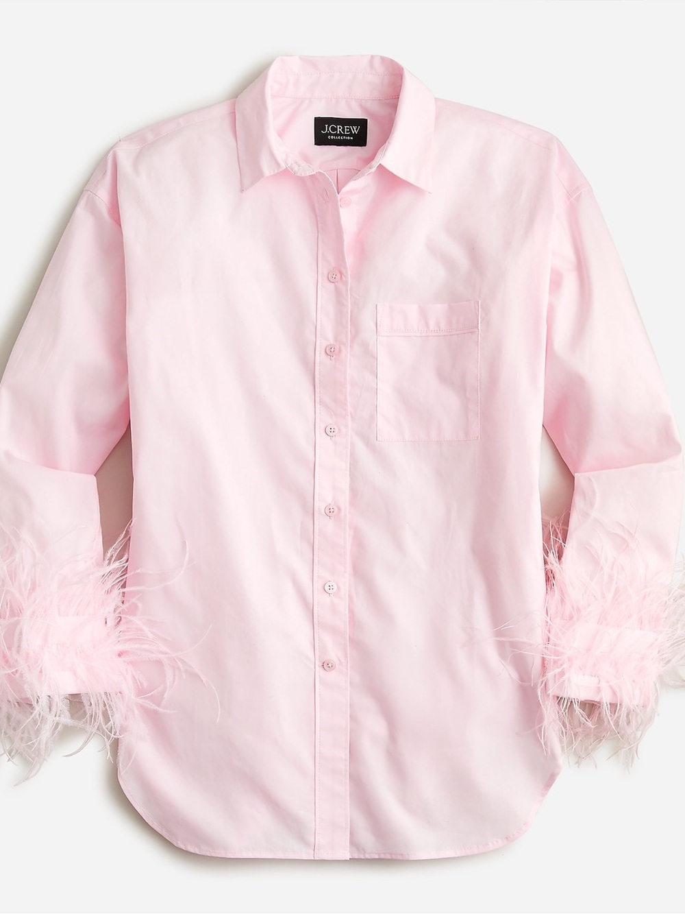 J. Crew Light Pink Button-Down Shirt with Feather Cuffs